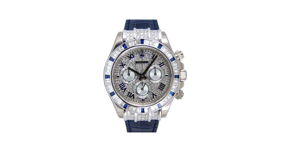 Rolex Daytona 116599-PVEDRDBLUL Pave Diamond Roman Sapphire Blue Leather