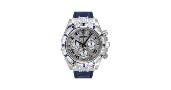 Rolex Daytona 116599-PVEDRDBLUL Pave Diamond Roman Sapphire Blue Leather