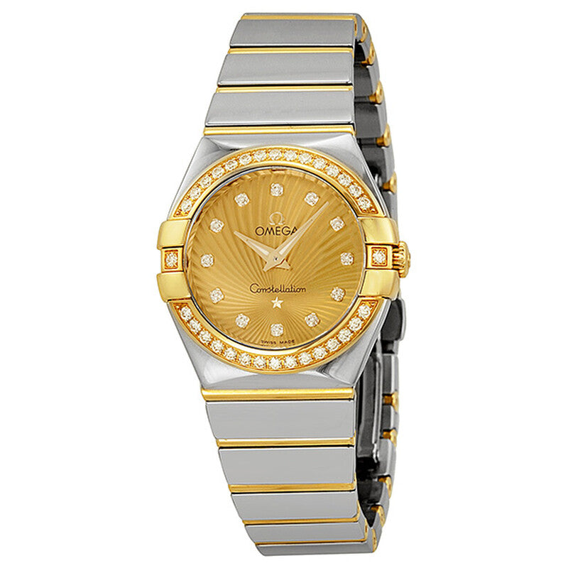 Omega Constellation Quartz 123.20.27.60.58.001 27mm Champagne Diamond Yellow Gold Stainless Steel BRAND NEW