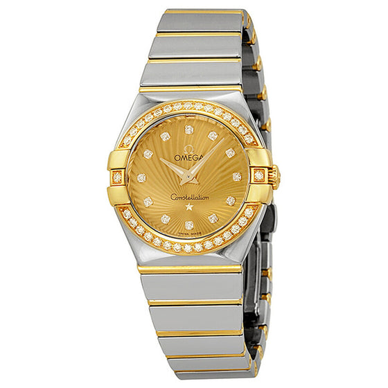 Omega Constellation Quartz 123.20.27.60.58.001 27mm Champagne Diamond Yellow Gold Stainless Steel BRAND NEW