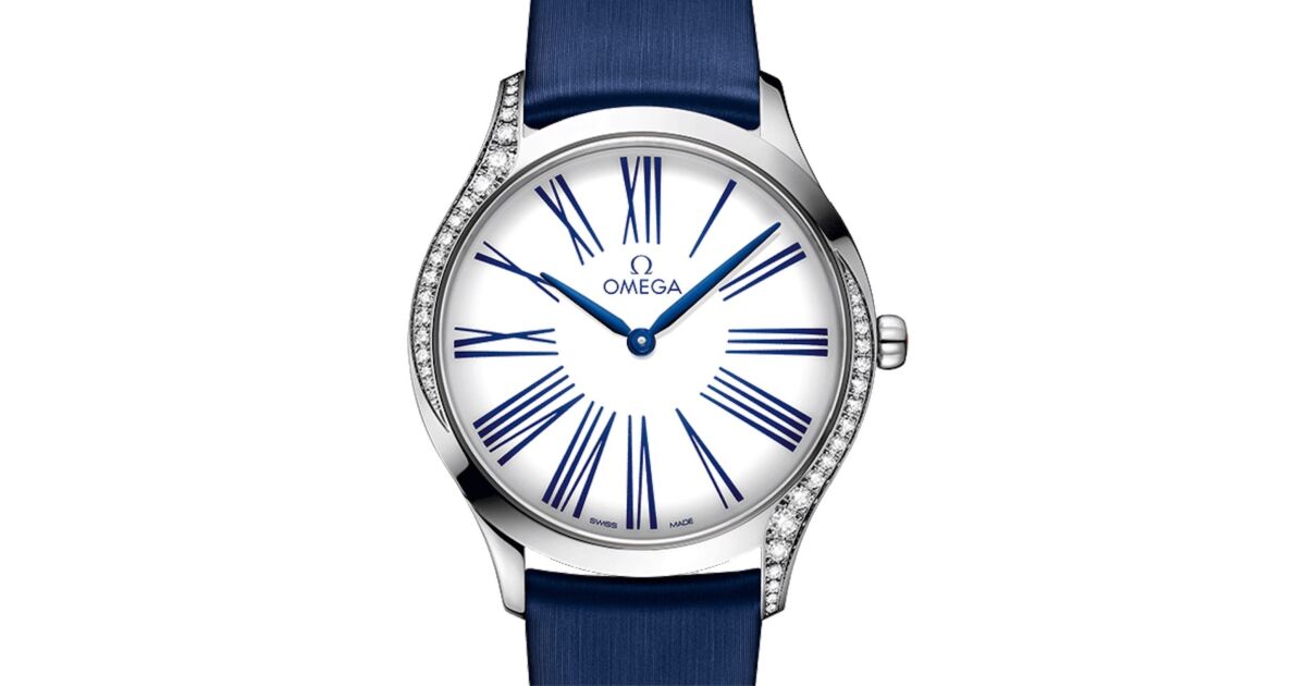Omega De Ville Tresor Quartz 428.17.36.60.04.001 White Roman Diamond Bezel Stainless Steel Fabric 36mm - BRAND NEW
