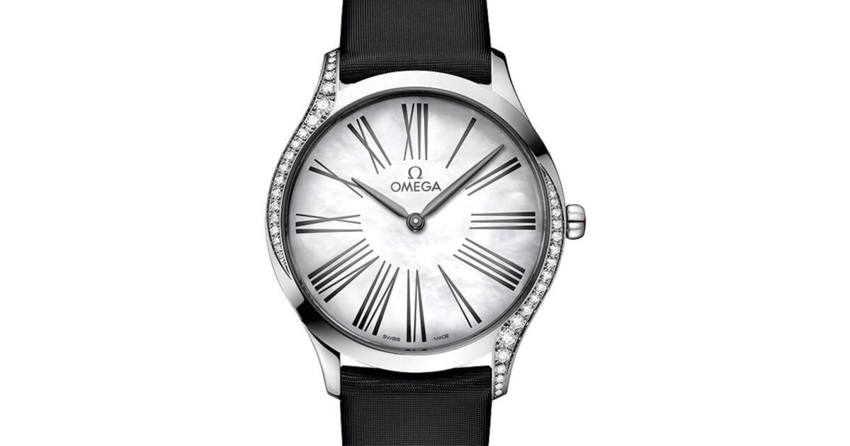 Omega De Ville Tresor Quartz 428.17.36.60.05.001 White Roman Diamond Bezel Stainless Steel Fabric 36mm - BRAND NEW