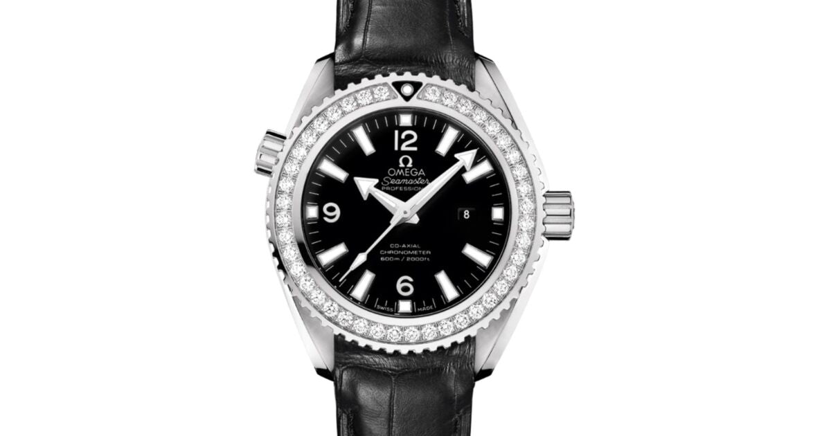 Omega Planet Ocean 600M 37.5mm Steel/Diamond Black Dial Leather Strap 232.18.38.20.01.001