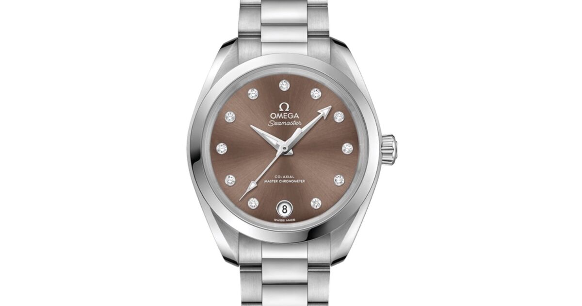Omega Seamaster Aqua Terra 150M Co-Axial Master Chronometer 34mm Stainless Steel Brown Dial Diamond Set Index Steel Bracelet 220.10.34.20.63.001 - BRAND NEW