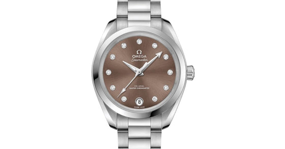 Omega Seamaster Aqua Terra 150M Co-Axial Master Chronometer 34mm Stainless Steel Brown Dial Diamond Set Index Steel Bracelet 220.10.34.20.63.001 - BRAND NEW