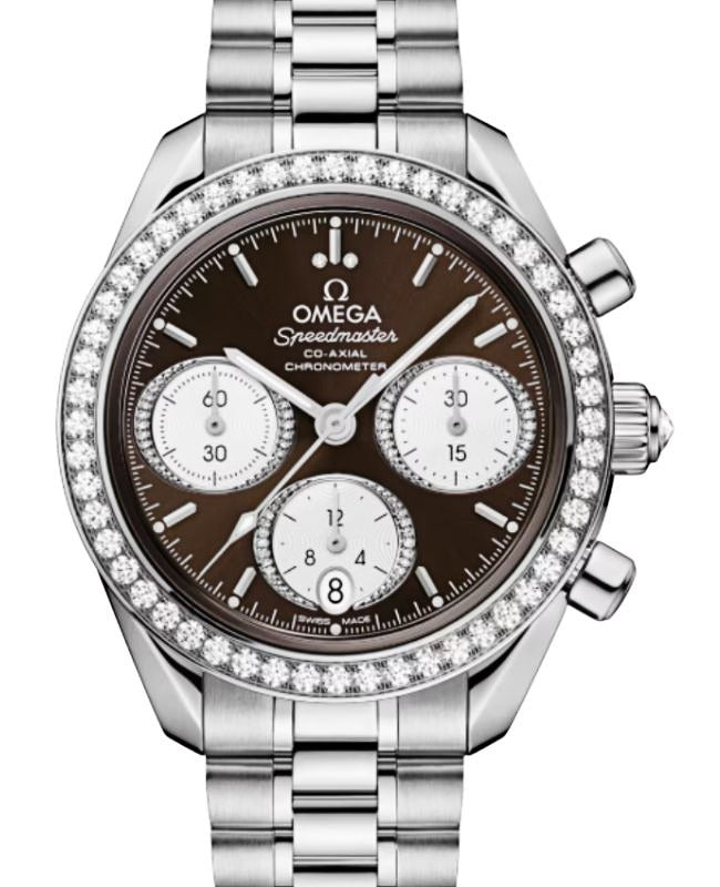 Omega Speedmaster Steel Diamonds 38mm Brown Dial 324.15.38.50.63.001