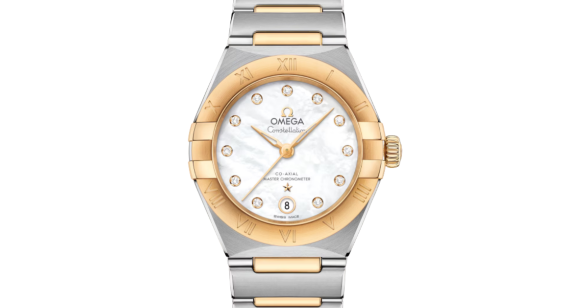 Omega Constellation Co-Axial Master Chronometer 29mm Steel Yellow Gold Mother of Pearl Dial 131.20.29.20.55.002
