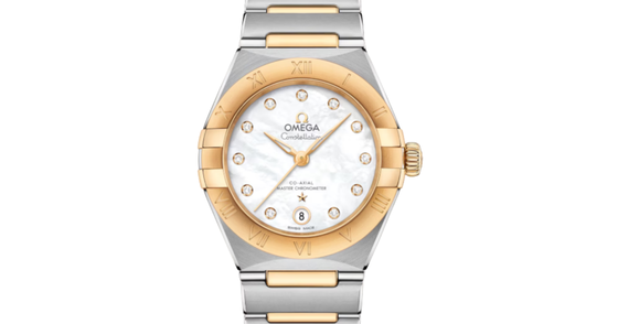 Omega Constellation Co-Axial Master Chronometer 29mm Steel Yellow Gold Mother of Pearl Dial 131.20.29.20.55.002