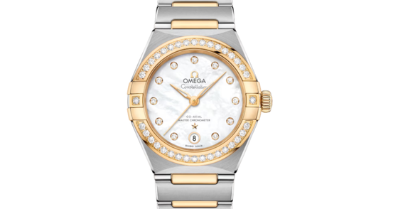 Omega Constellation Co-Axial Master Chronometer 29mm Steel Yellow Gold Mother of Pearl Dial 131.25.29.20.55.002