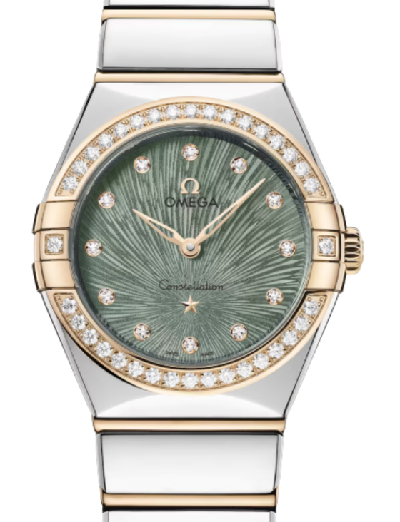 Omega Constellation Co-Axial Master Chronometer 28mm Steel Moonshine Gold Green Dial 131.25.28.60.60.001