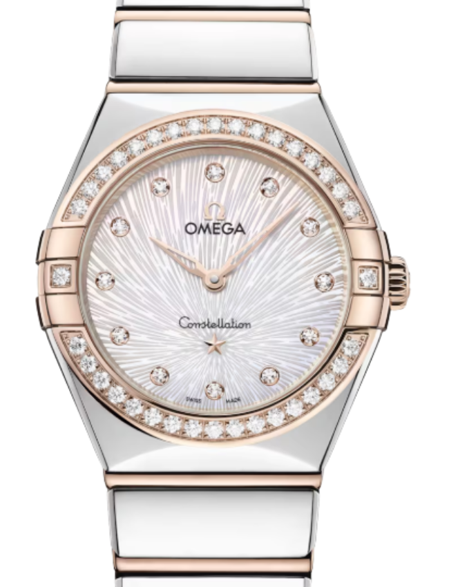 Omega Constellation Co-Axial Master Chronometer 28mm Steel Sedna Gold Mother of Pearl Dial 131.25.28.60.55.003