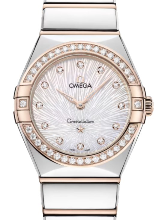 Omega Constellation Co-Axial Master Chronometer 28mm Steel Sedna Gold Mother of Pearl Dial 131.25.28.60.55.003
