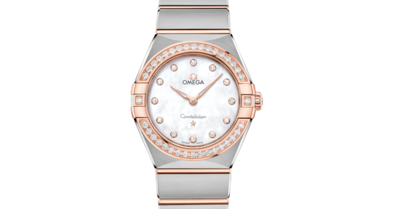 Omega Constellation Co-Axial Master Chronometer 28mm Steel Sedna Gold White Mother of Pearl Dial 131.25.28.60.55.001