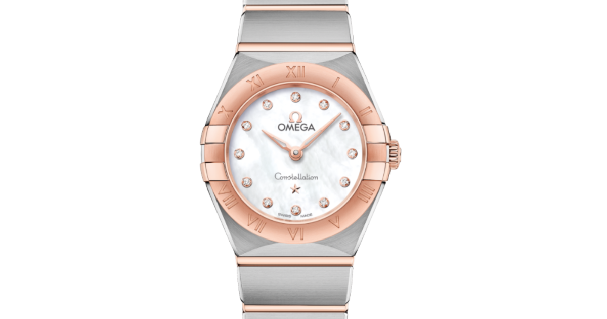 Omega Constellation Quartz 25mm Steel Sedna Gold White Mother of Pearl Dial 131.20.25.60.55.001