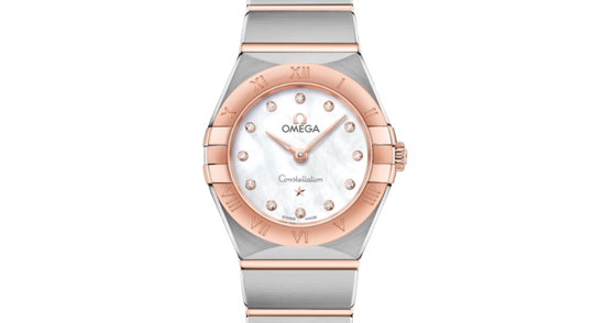 Omega Constellation Quartz 25mm Steel Sedna Gold White Mother of Pearl Dial 131.20.25.60.55.001
