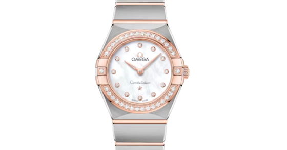 Omega Constellation Quartz 25mm Steel Sedna Gold White Mother of Pearl Dial 131.25.25.60.55.001