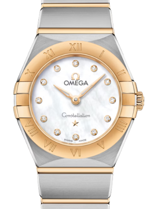 Omega Constellation Co-Axial Master Chronometer 25mm Steel Yellow Gold White Mother of Pearl Dial 131.20.25.60.55.002