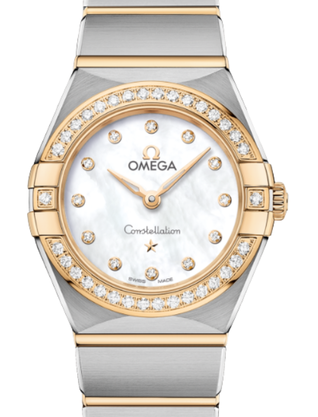 Omega Constellation Co-Axial Master Chronometer 25mm Steel Yellow Gold Diamond White Mother of Pearl Dial 131.25.25.60.55.002