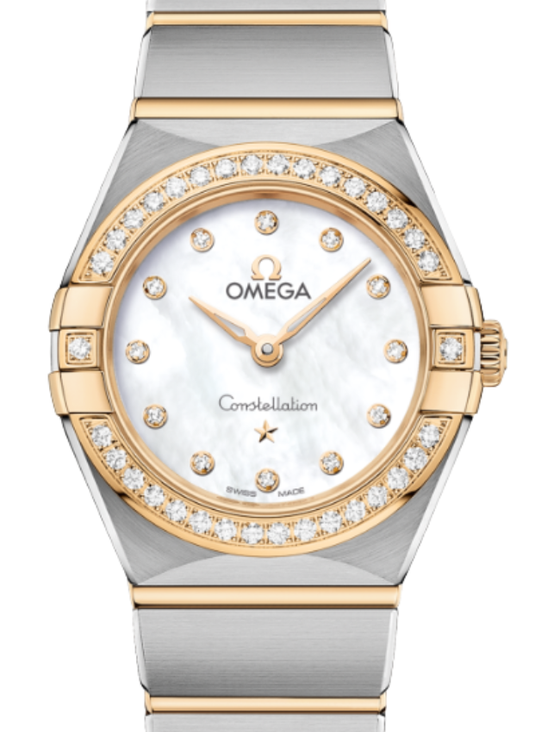 Omega Constellation Co-Axial Master Chronometer 25mm Steel Yellow Gold Diamond White Mother of Pearl Dial 131.25.25.60.55.002