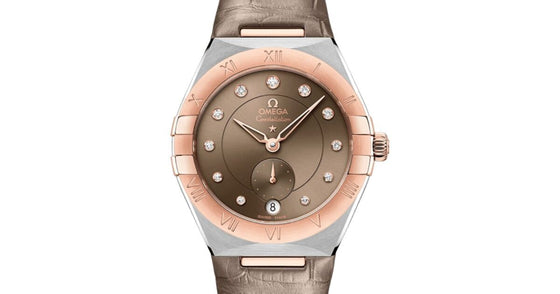 Omega Constellation Co-Axial Master Chronometer Small Seconds 34mm Stainless Steel/Sedna Gold Brown Diamond Dial 131.23.34.20.63.001 - BRAND NEW