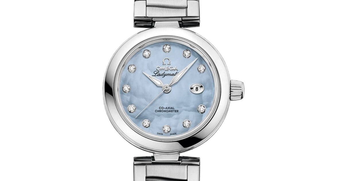Omega De Ville Ladymatic Co-Axial Chronometer 34mm Stainless Steel Blue Mother of Pearl Diamond Dial 425.30.34.20.57.003 - BRAND NEW