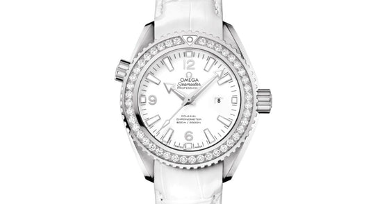 Omega Planet Ocean 600M 37.5mm Steel/Diamond White Dial Leather Strap 232.18.38.20.04.001