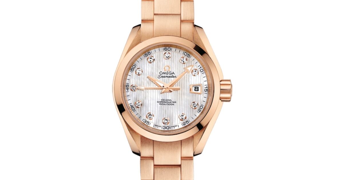 Omega Seamaster Aqua Terra 150M Co-Axial Chronometer 30mm Red Gold White Mother of Pearl Dial Diamond Set Index Red Gold Bracelet 231.50.30.20.55.001 - BRAND NEW
