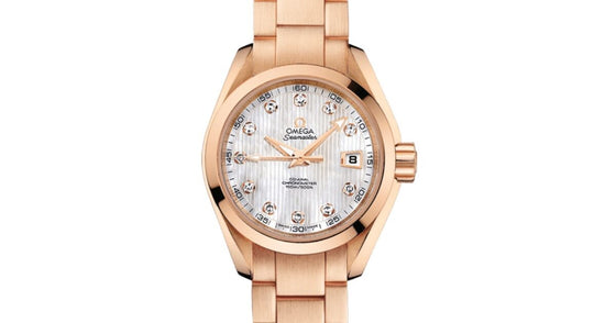 Omega Seamaster Aqua Terra 150M Co-Axial Chronometer 30mm Red Gold White Mother of Pearl Dial Diamond Set Index Red Gold Bracelet 231.50.30.20.55.001 - BRAND NEW