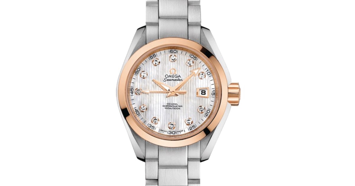 Omega Seamaster Aqua Terra 150M Co-Axial Chronometer 30mm Stainless Steel Red Gold White Mother of Pearl Dial Diamond Set Index Steel Bracelet 231.20.30.20.55.003 - BRAND NEW
