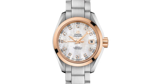 Omega Seamaster Aqua Terra 150M Co-Axial Chronometer 30mm Stainless Steel Red Gold White Mother of Pearl Dial Diamond Set Index Steel Bracelet 231.20.30.20.55.003 - BRAND NEW