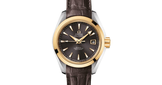 Omega Seamaster Aqua Terra 150M Co-Axial Chronometer 30mm Stainless Steel Yellow Gold Grey Dial Alligator Leather Strap 231.23.30.20.06.002 - BRAND NEW