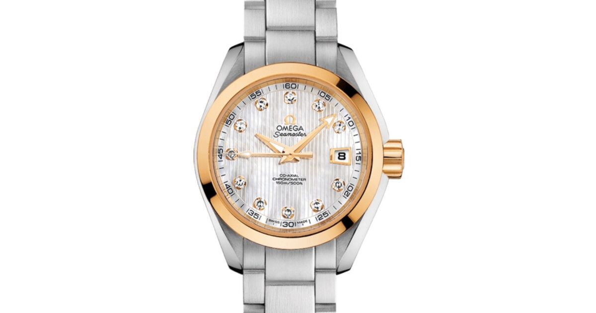 Omega Seamaster Aqua Terra 150M Co-Axial Chronometer 30mm Stainless Steel Yellow Gold White Mother of Pearl Dial Diamond Set Index Steel Bracelet 231.20.30.20.55.004 - BRAND NEW