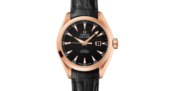 Omega Seamaster Aqua Terra 150M Co-Axial Chronometer 34mm Red Gold Black Dial Alligator Leather Strap 231.53.34.20.01.002 - BRAND NEW