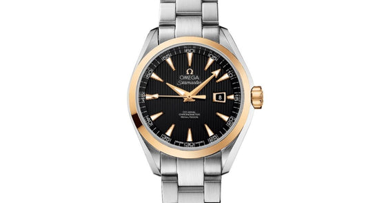 Omega Seamaster Aqua Terra 150M Co-Axial Chronometer 34mm Stainless Steel Yellow Gold Black Dial Steel Bracelet 231.20.34.20.01.004 - BRAND NEW