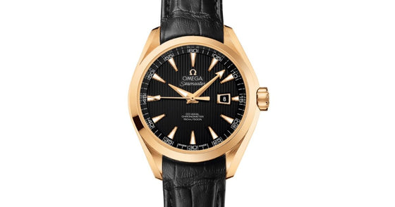 Omega Seamaster Aqua Terra 150M Co-Axial Chronometer 34mm Yellow Gold Black Dial Alligator Leather Strap 231.53.34.20.01.001 - BRAND NEW