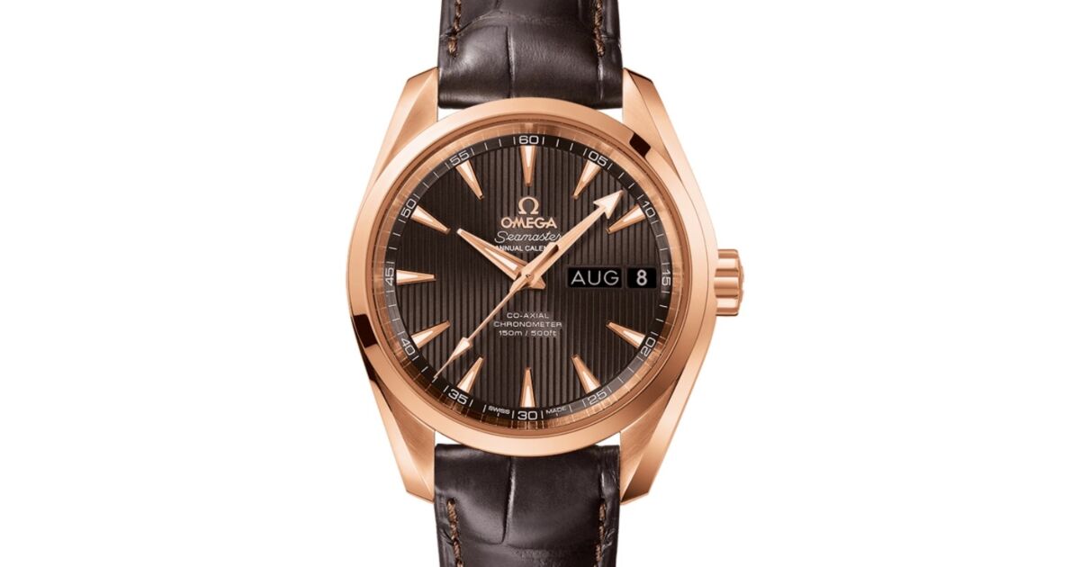 Omega Seamaster Aqua Terra 150M Co-Axial Chronometer Annual Calendar 38.5mm Red Gold Grey Dial Alligator Leather Strap 231.53.39.22.06.001 - BRAND NEW