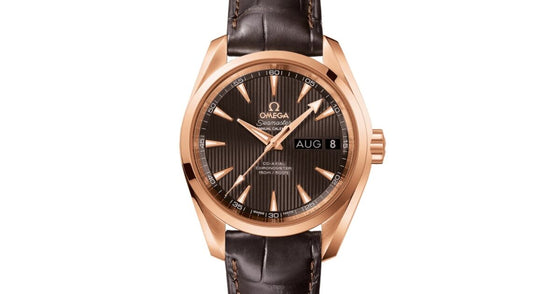 Omega Seamaster Aqua Terra 150M Co-Axial Chronometer Annual Calendar 38.5mm Red Gold Grey Dial Alligator Leather Strap 231.53.39.22.06.001 - BRAND NEW