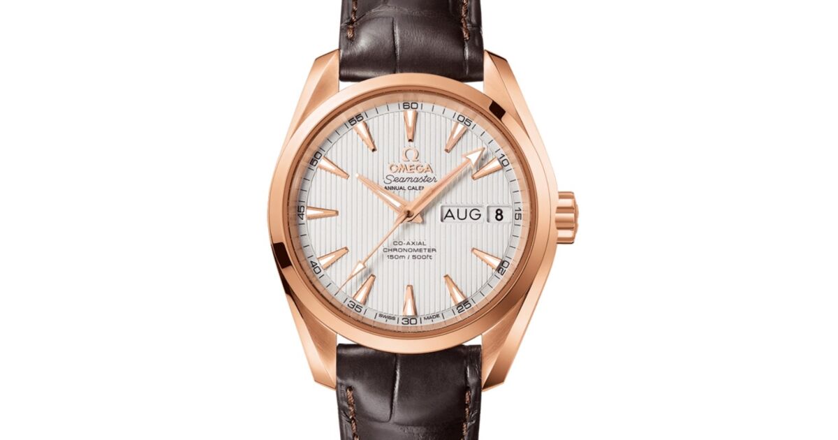 Omega Seamaster Aqua Terra 150M Co-Axial Chronometer Annual Calendar 38.5mm Red Gold Silver Dial Alligator Leather Strap 231.53.39.22.02.001 - BRAND NEW