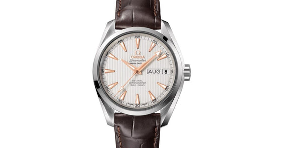Omega Seamaster Aqua Terra 150M Co-Axial Chronometer Annual Calendar 38.5mm Stainless Steel Silver Dial Alligator Leather Strap 231.13.39.22.02.001 - BRAND NEW