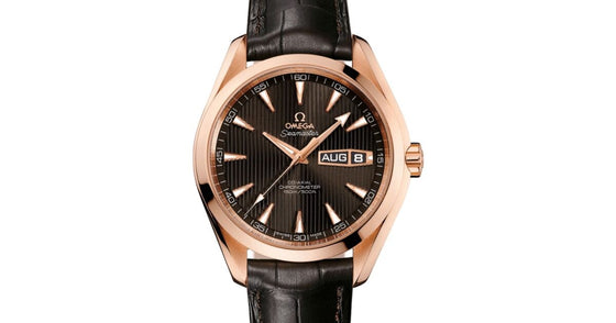 Omega Seamaster Aqua Terra 150M Co-Axial Chronometer Annual Calendar 43mm Red Gold Grey Dial Alligator Leather Strap 231.53.43.22.06.001 - BRAND NEW