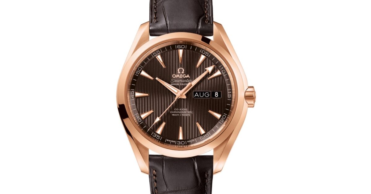 Omega Seamaster Aqua Terra 150M Co-Axial Chronometer Annual Calendar 43mm Red Gold Grey Dial Alligator Leather Strap 231.53.43.22.06.003 - BRAND NEW
