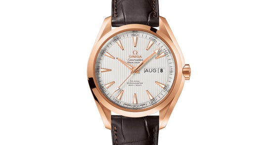 Omega Seamaster Aqua Terra 150M Co-Axial Chronometer Annual Calendar 43mm Red Gold Silver Dial Alligator Leather Strap 231.53.43.22.02.002 - BRAND NEW