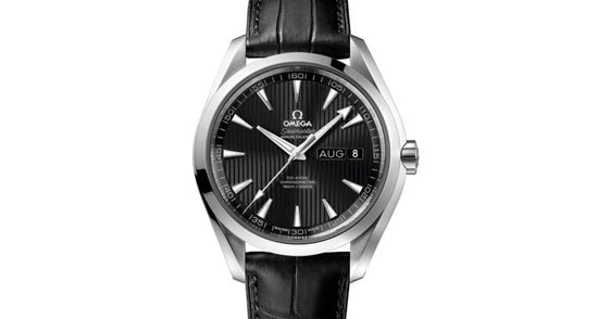 Omega Seamaster Aqua Terra 150M Co-Axial Chronometer Annual Calendar 43mm Stainless Steel Black Dial Alligator Leather Strap 231.13.43.22.01.002 - BRAND NEW