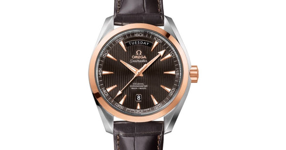 Omega Seamaster Aqua Terra 150M Co-Axial Chronometer Day-Date Steel Red Gold 41.5mm Grey Dial Alligator Leather Strap 231.23.42.22.06.001- BRAND NEW