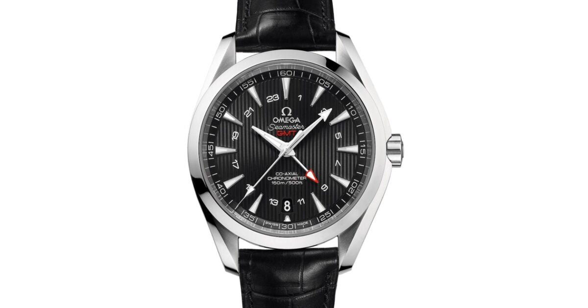 Omega Seamaster Aqua Terra 150M Co-Axial Chronometer GMT 43mm Stainless Steel Black Dial Alligator Leather Strap 231.13.43.22.01.001 - BRAND NEW