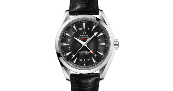 Omega Seamaster Aqua Terra 150M Co-Axial Chronometer GMT 43mm Stainless Steel Black Dial Alligator Leather Strap 231.13.43.22.01.001 - BRAND NEW