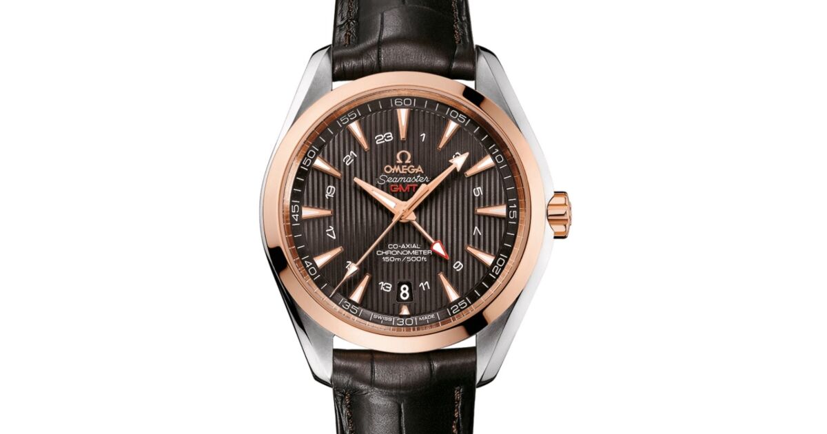 Omega Seamaster Aqua Terra 150M Co-Axial Chronometer GMT 43mm Stainless Steel Red Gold Grey Dial Alligator Leather Strap 231.23.43.22.06.001 - BRAND NEW
