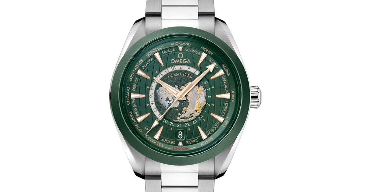 Omega Seamaster Aqua Terra 150M Co-Axial GMT Worldtimer Stainless Steel 43mm Green Dial 220.30.43.22.10.001 - BRAND NEW