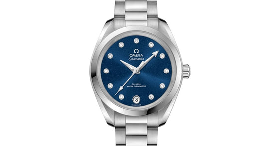 Omega Seamaster Aqua Terra 150M Co-Axial Master Chronometer 34mm Stainless Steel Blue Dial Diamond Set Index Steel Bracelet 220.10.34.20.53.001 - BRAND NEW