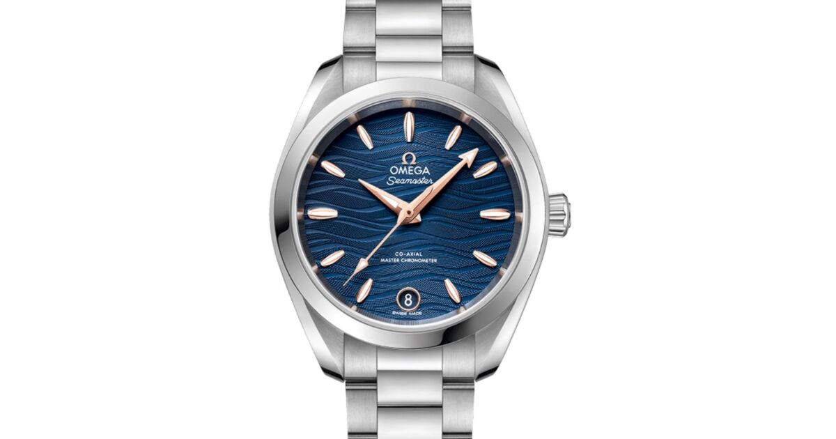 Omega Seamaster Aqua Terra 150M Co-Axial Master Chronometer 34mm Stainless Steel Blue Dial Sedna Gold Index Steel Bracelet 220.10.34.20.03.001 - BRAND NEW